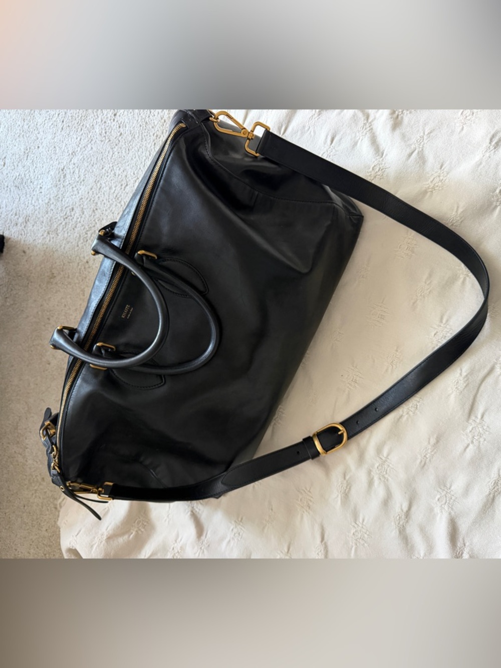 KHAITE Black Leather Duffel with Gold Hardware - Picture 3 of 10